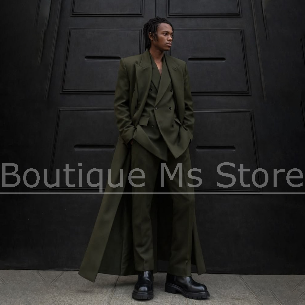 Men'S Hip Formal Wear - Herren Langer Anzug Dreiteilig Übergroß Zweireihig