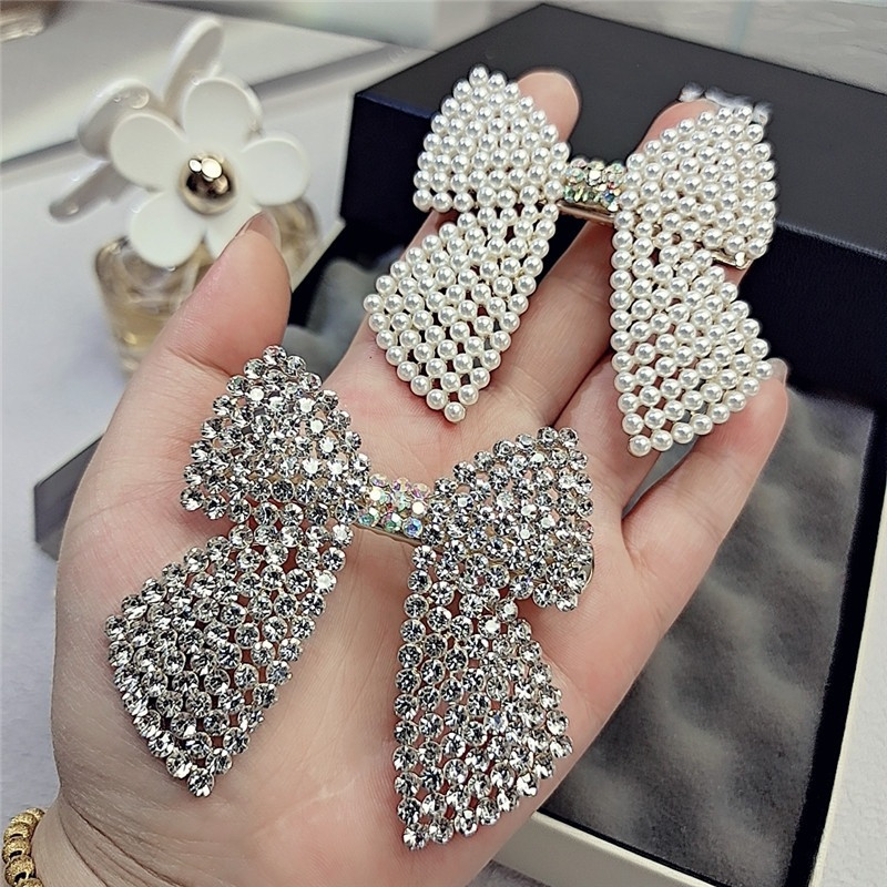 Tie Bar Clip - Strass Perle Bogen Haar Clips Barrettes