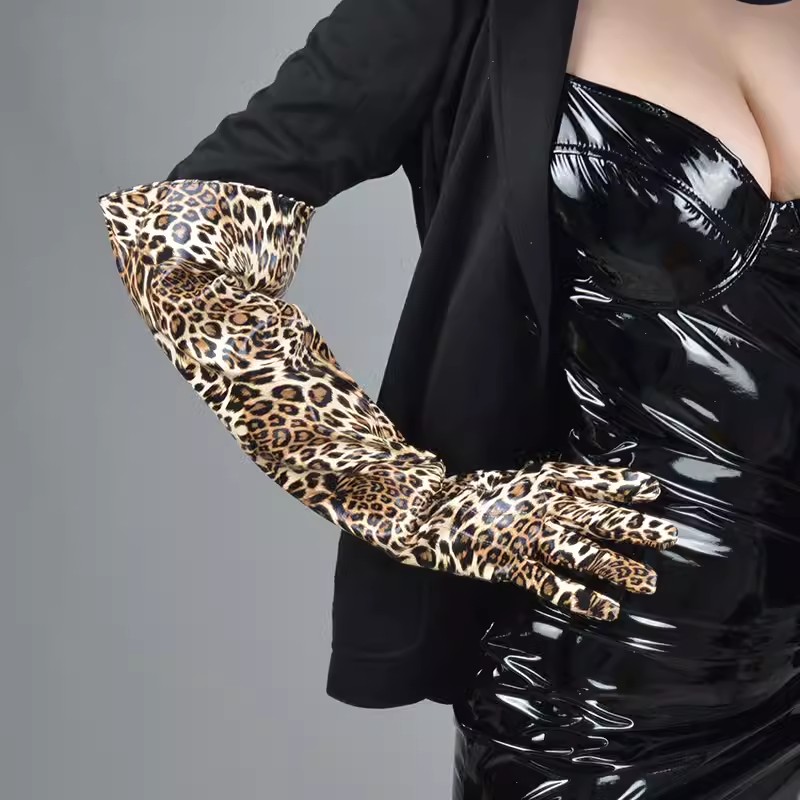 Formal Glove Leather - Damen-Laufstegmode, lange Handschuhe aus PU-Leder mit