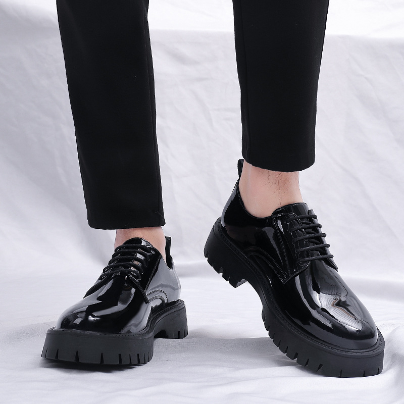 Men Formal Wear All Black - Herren-Oxfordschuhe aus schwarzem Lackleder mit Schnürung,