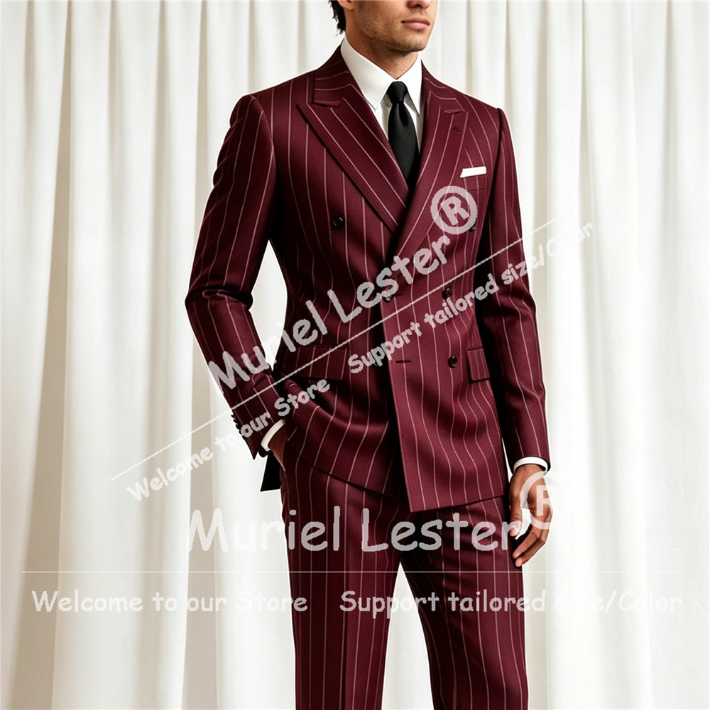 Men Formal Wear Pants - Eleganter Streifenanzug für Herren, 2-teiliges Set,
