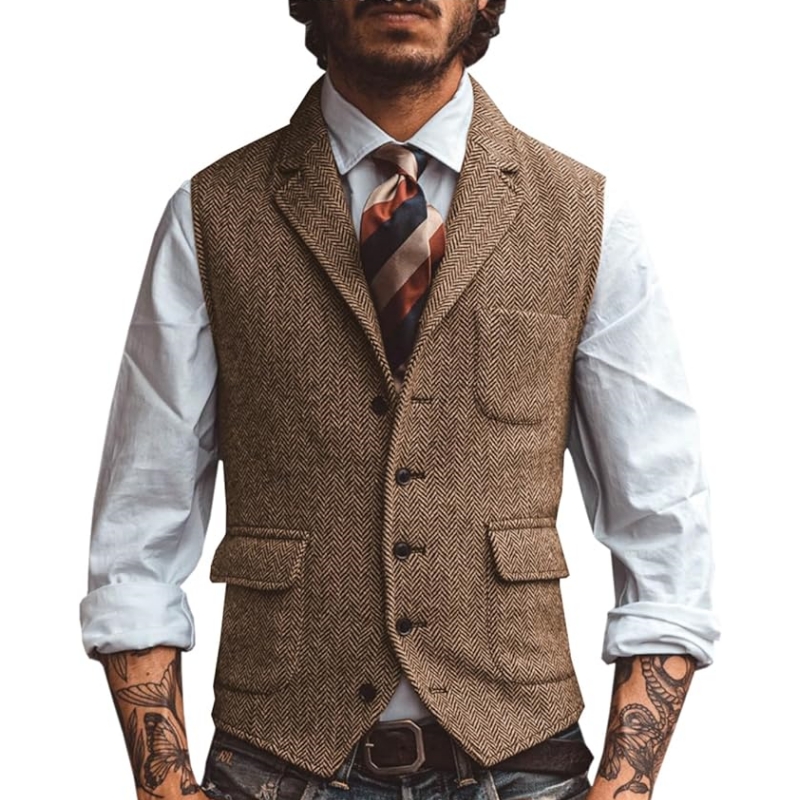 Men'S Formal Wear For A Wedding - Neue Herrenweste mit V-Ausschnitt und Revers,
