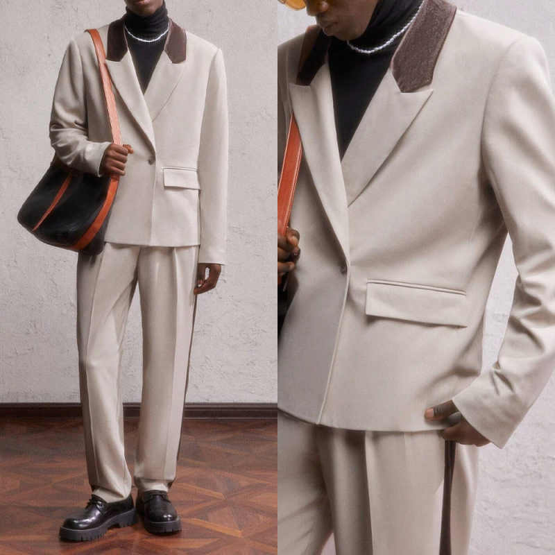 Men Formal Wear Pants - Schlichter Herrenanzug 2-teilig Jacke Hose Schalkragen