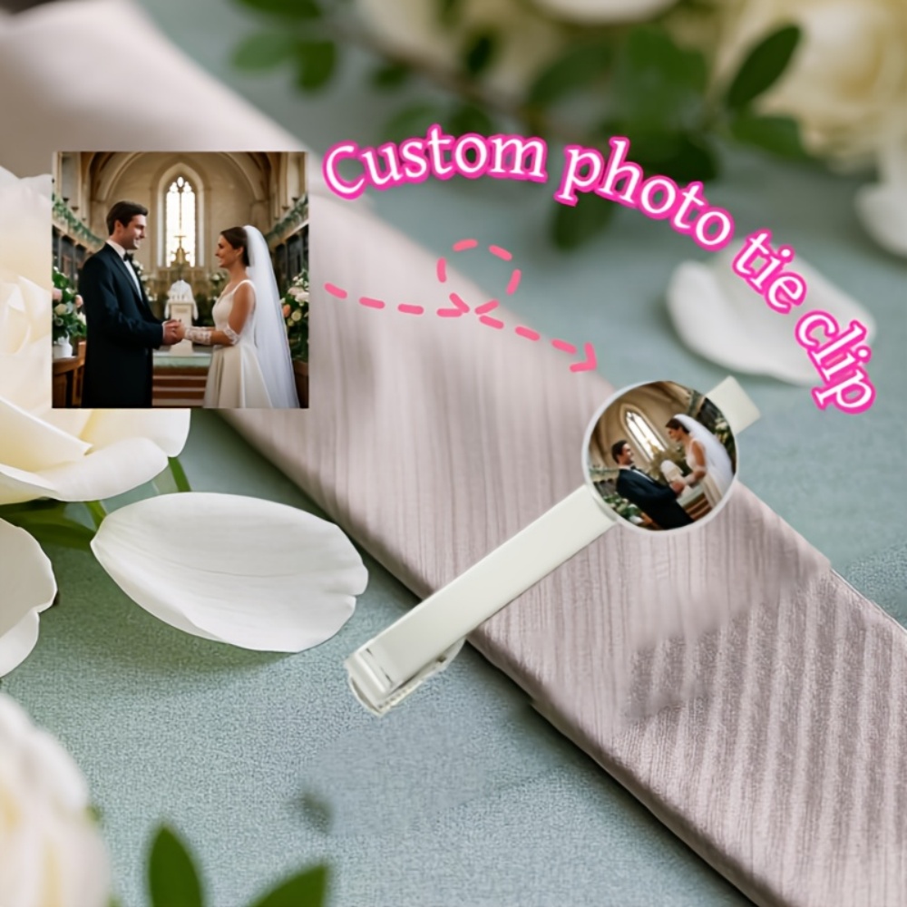 Tie Bar Clip - Krawattenklammer mit individuellem Fotogravur-Text, personalisierte Krawattenspange,