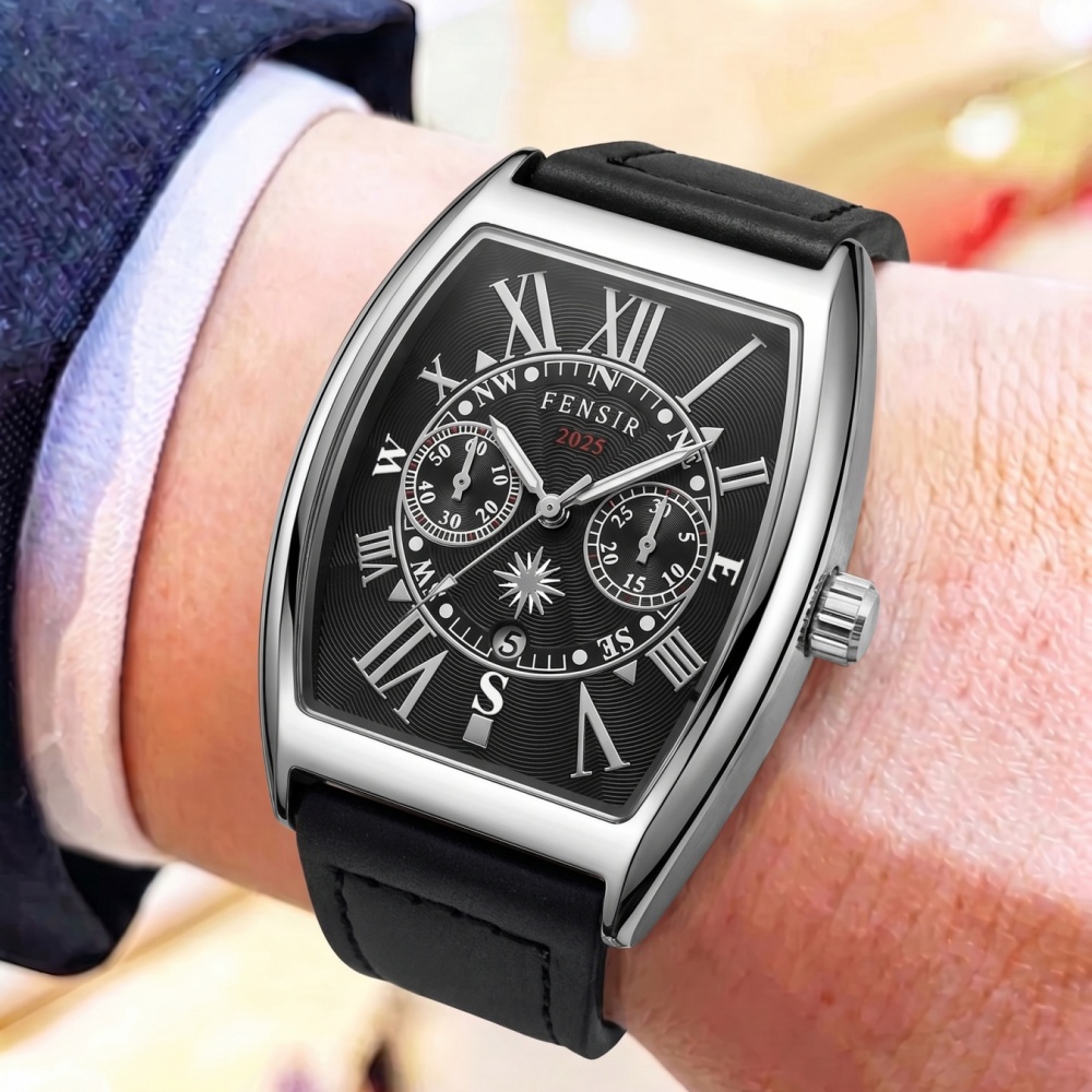 Men'S Formal Wear Watches - Hochwertige Herrenuhr mit tonnenförmigem Quarzwerk, Vintage-Zifferblatt