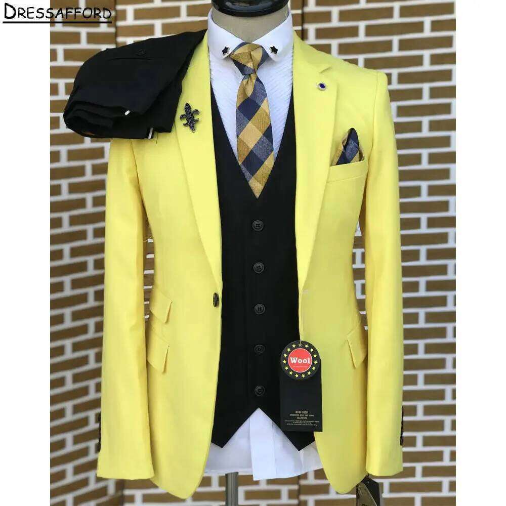 Formal Wear For Men Yellow - Gelber Eleganter Herren Business Formeller Anzug