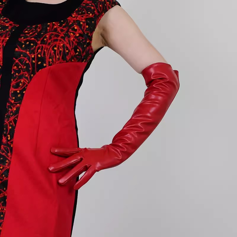 Damen Runway Fashion Roter PU- – Formal Glove Leather Bewertung und Preis