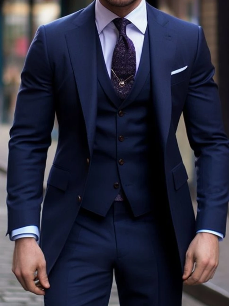 Marineblau 3-teilig Lässige He – Men Formal Wear For Wedding Bewertung und Preis